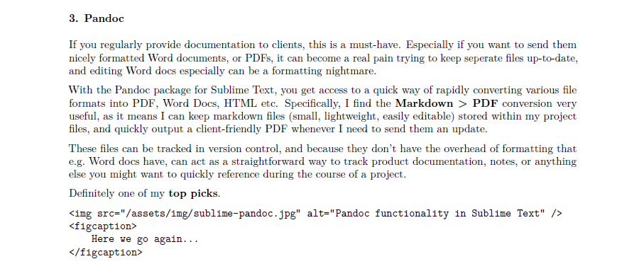 Pandoc functionality in Sublime Text